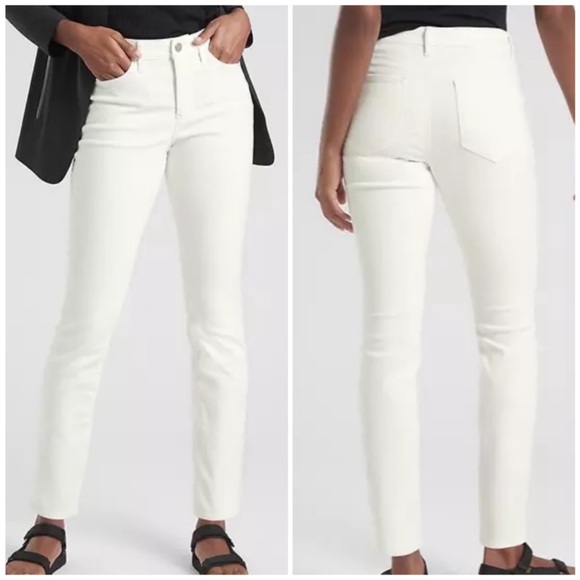 Athleta Jeans Size 6 White Denim Sculptek Skinny Cotton Stretch Blend High Rise - Picture 1 of 14
